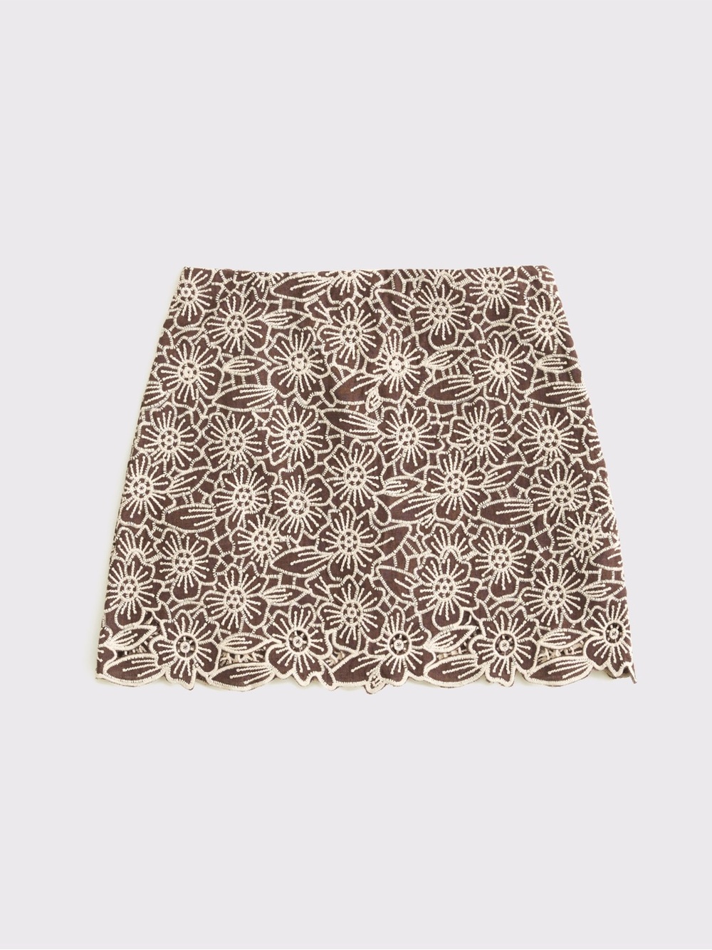 Abercrombie & Fitch Scarlett Embroidered Mini Skort in brown Ultra High Rise